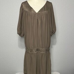 Mexx Brown Silk Drop Waist Dress Large